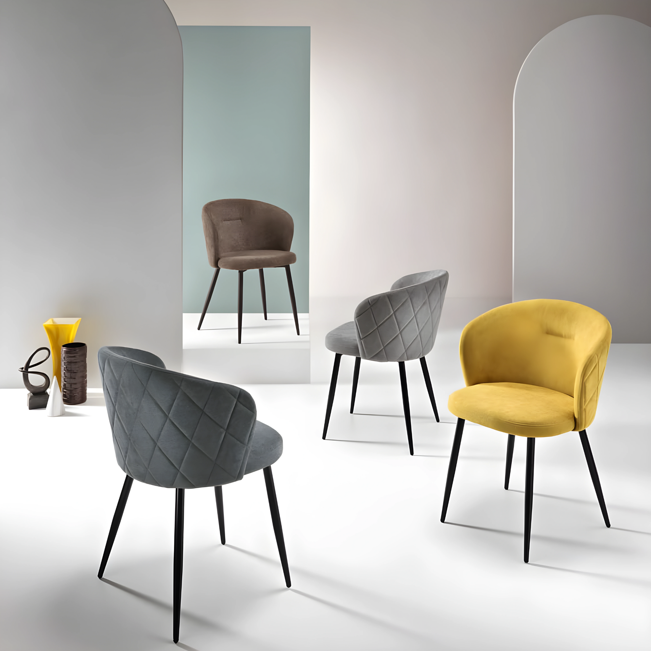 "Claris" dining chair set in padded fabric, 56x55 cm, 78h