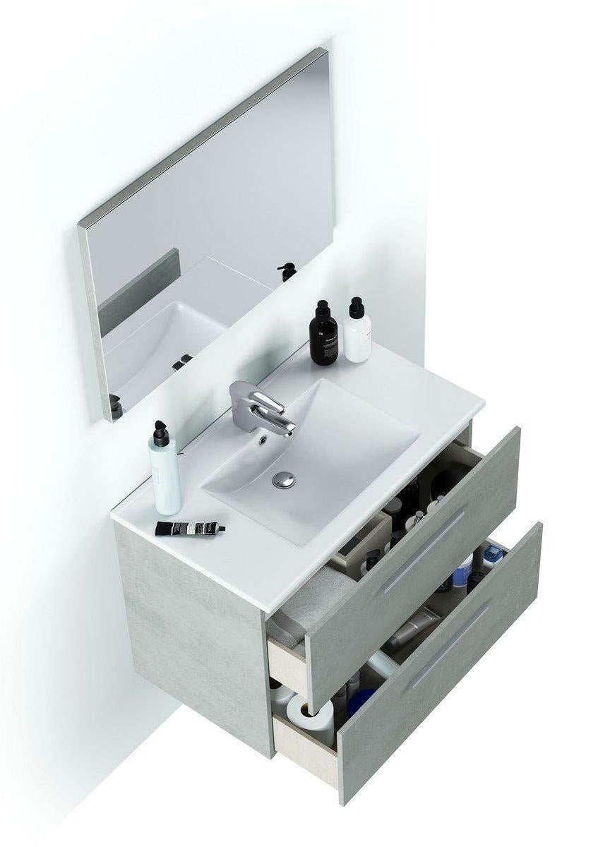 "Aruba" wall-mounted wooden chest of drawers under the sink with mirror, 80x45 cm, 57 cm high