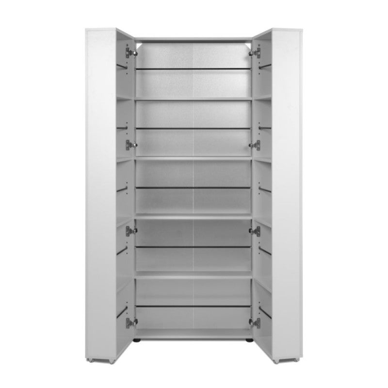 Slim, 2-door "Lugo" wooden shoe rack with 5 space-saving compartments