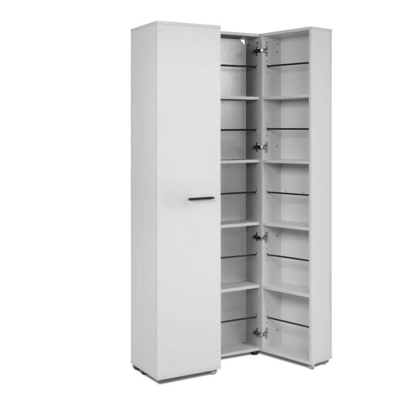 Slim, 2-door "Lugo" wooden shoe rack with 5 space-saving compartments