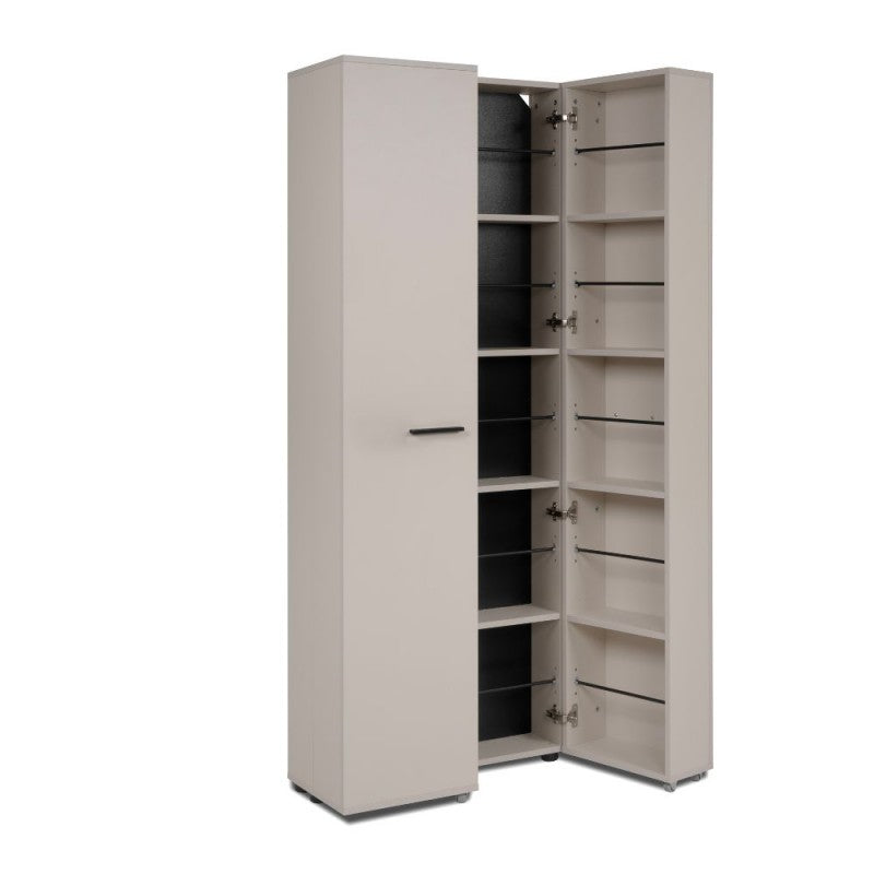 Slim, 2-door "Lugo" wooden shoe rack with 5 space-saving compartments