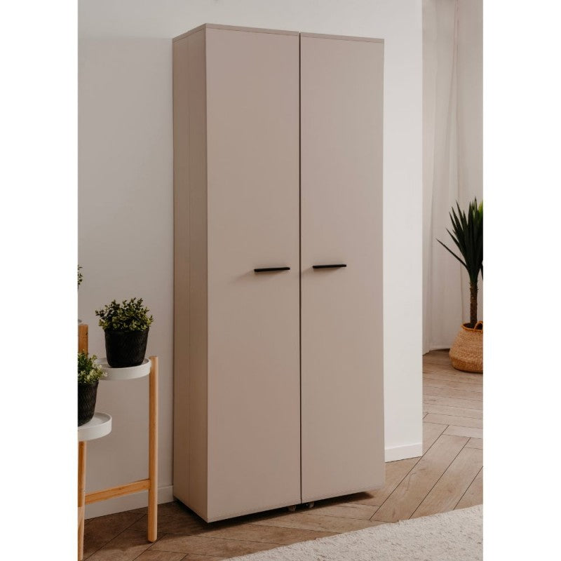 Slim, 2-door "Lugo" wooden shoe rack with 5 space-saving compartments