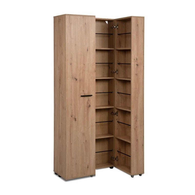 Slim, 2-door "Lugo" wooden shoe rack with 5 space-saving compartments