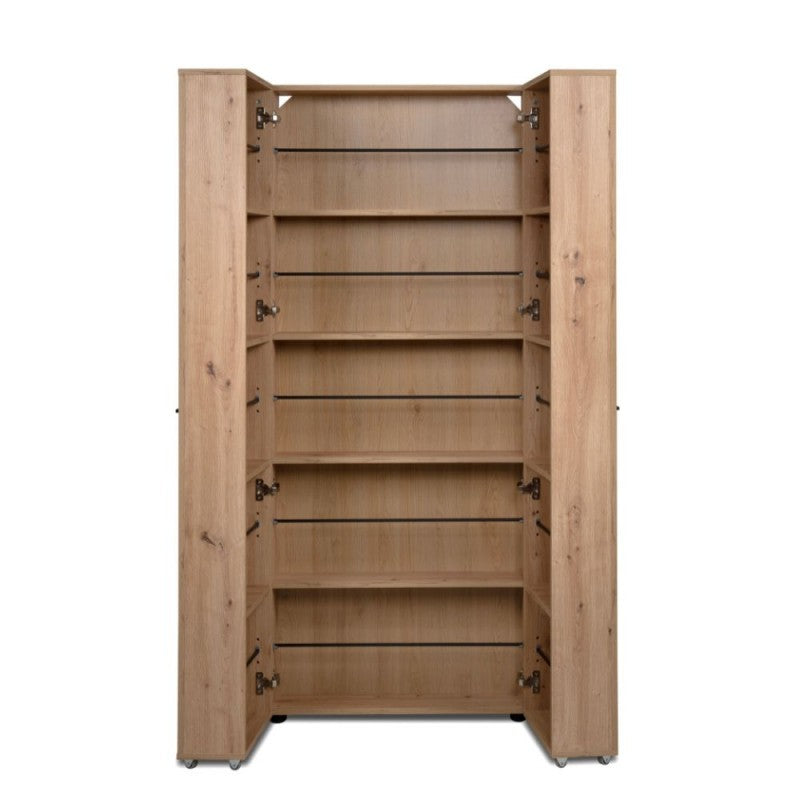 Slim, 2-door "Lugo" wooden shoe rack with 5 space-saving compartments