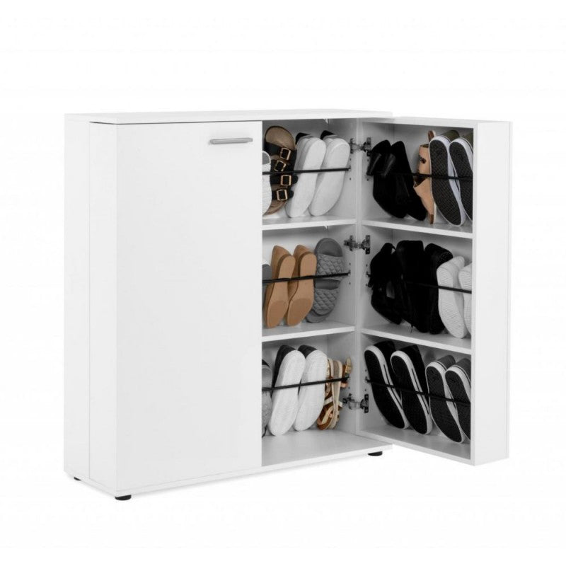 "Satos" space-saving 2-door low shoe rack with 8 shelves for the living room