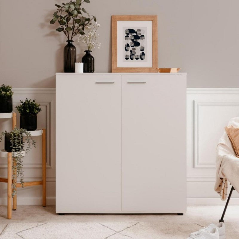 "Satos" space-saving 2-door low shoe rack with 8 shelves for the living room