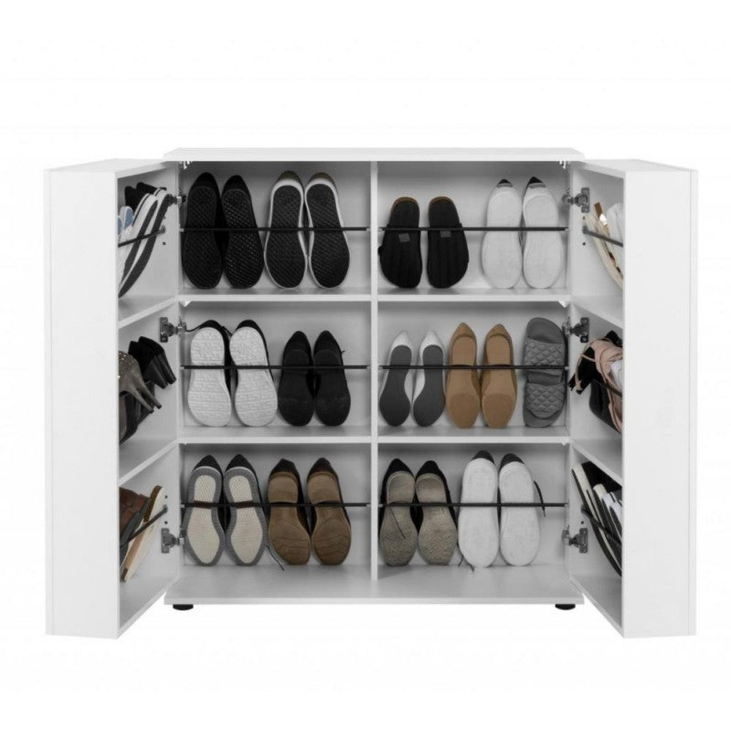 "Satos" space-saving 2-door low shoe rack with 8 shelves for the living room