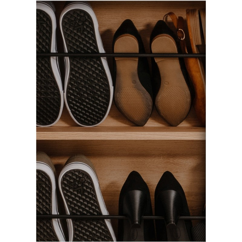 "Satos" space-saving 2-door low shoe rack with 8 shelves for the living room