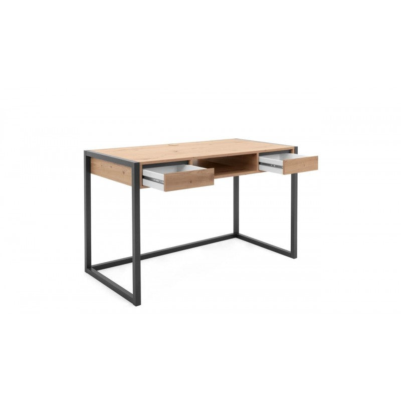 Modern desk "Denver" oak and anthracite with 2 drawers and 1 open compartment cm 120x60 75h