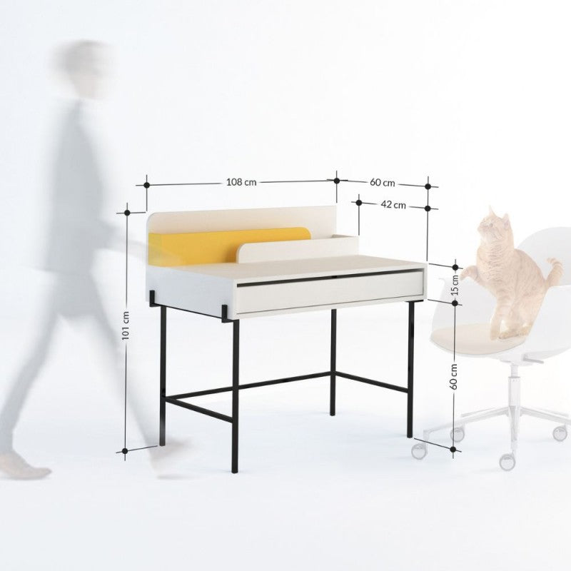 "Leila" wooden office desk with 1 drawer and 2 compartments, 110x60 cm, 101h