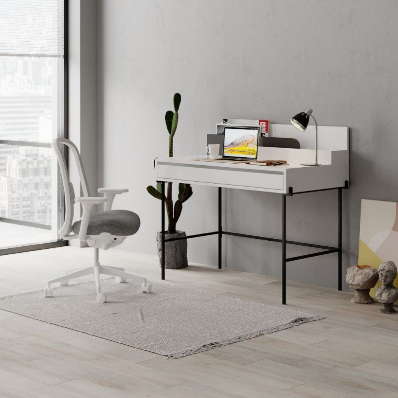 "Leila" wooden office desk with 1 drawer and 2 compartments, 110x60 cm, 101h