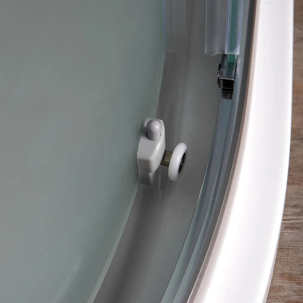 "Genova" semicircular sliding corner shower enclosure in satin tempered glass, 185 cm high