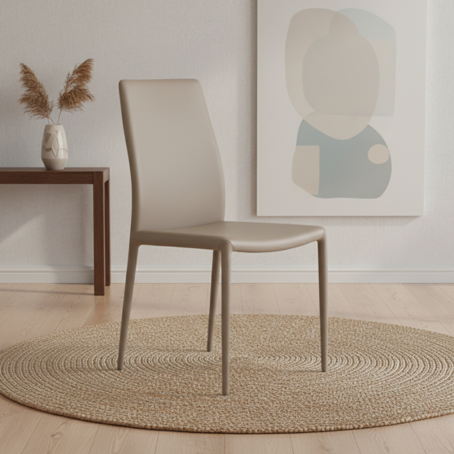 Set of "Impero" faux leather chairs with matching upholstered frame, 53x43 cm, 90h