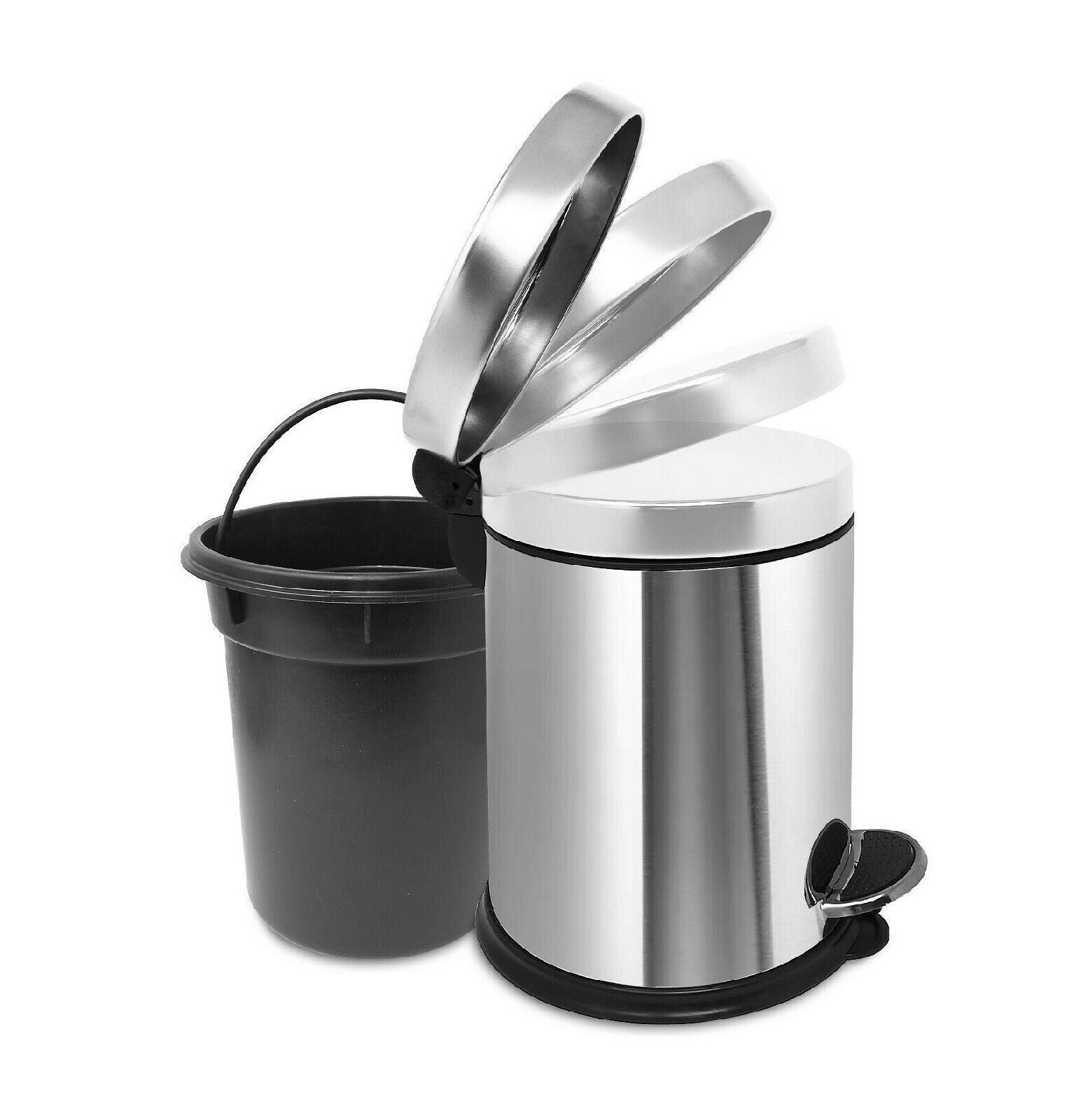 Pattumiera da bagno in acciaio inox con apertura coperchio automatica colore argento