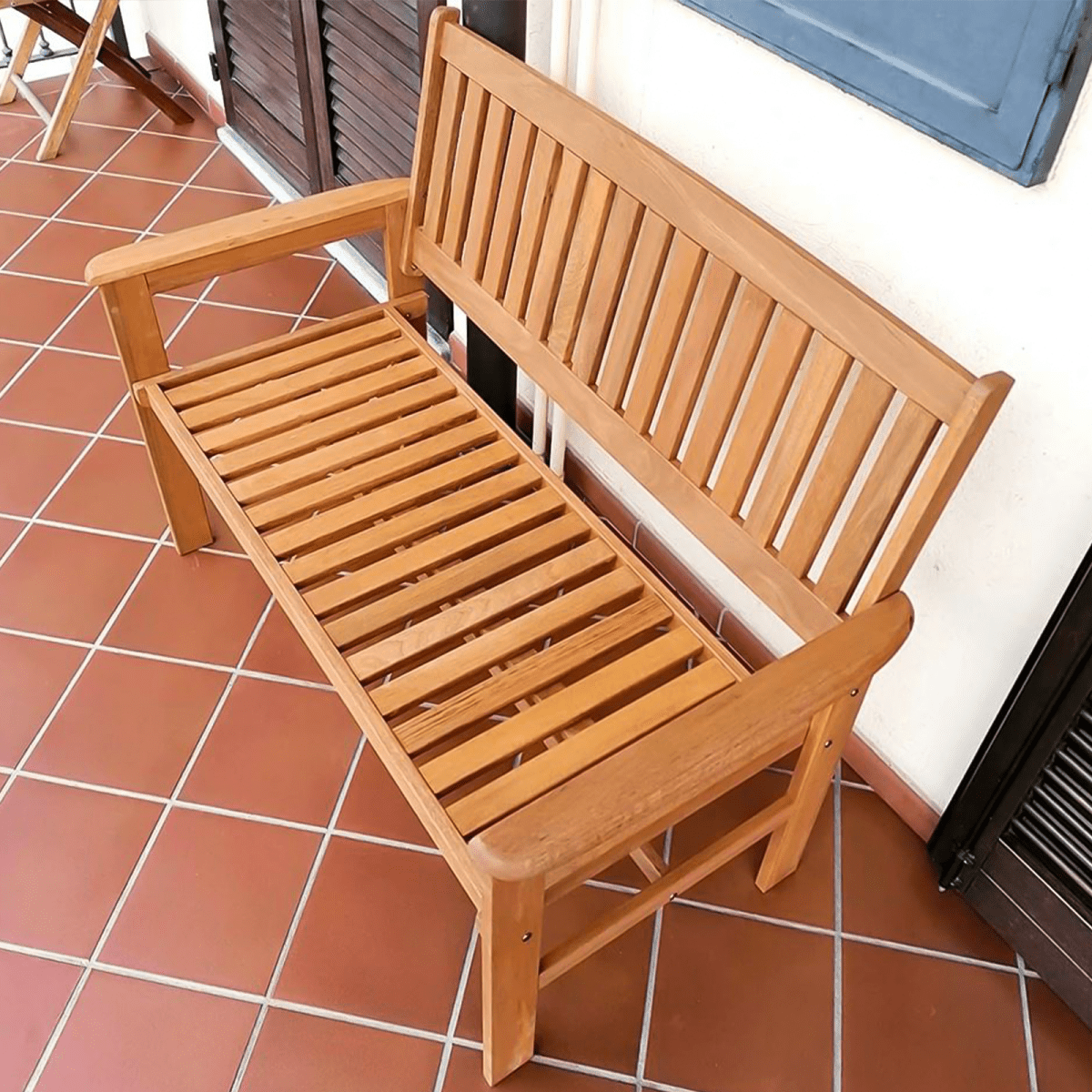 Panca da giardino "Royal" in legno massello tropicale cm 121x63 89h - MondoViro