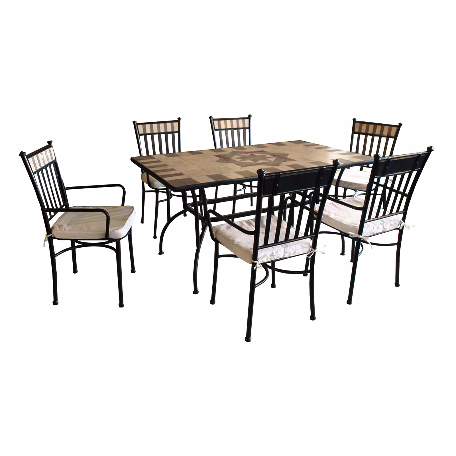 Tavolo da giardino in acciaio Artdecò Mosaico piano con ceramica cm 150x90 h72