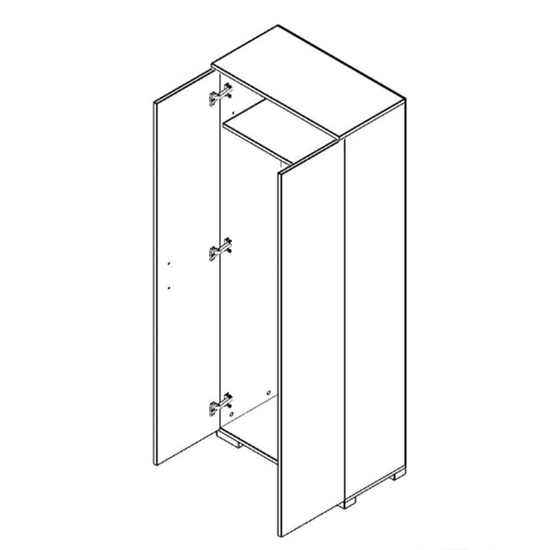 Armadio guardaroba in legno a 2 ante effetto cemento bianco cm 87x50 h195
