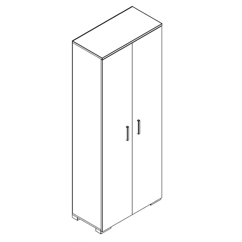 Armadio guardaroba in legno a 2 ante effetto cemento bianco cm 87x50 h195