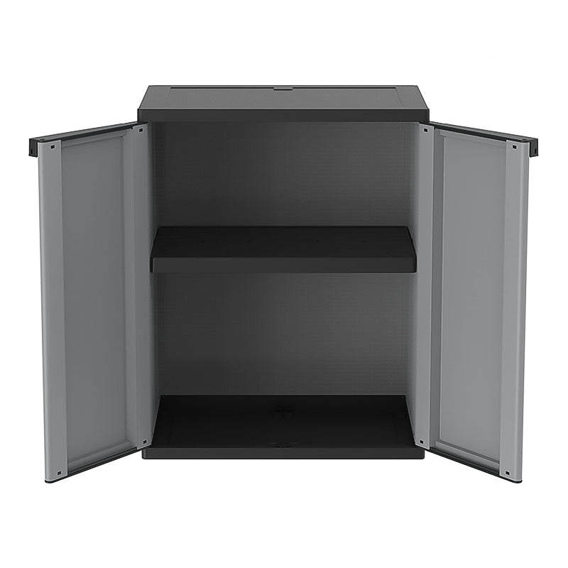 Armadio basso porta oggetti in plastica 2 ante 1 ripiano cm68x38 85h