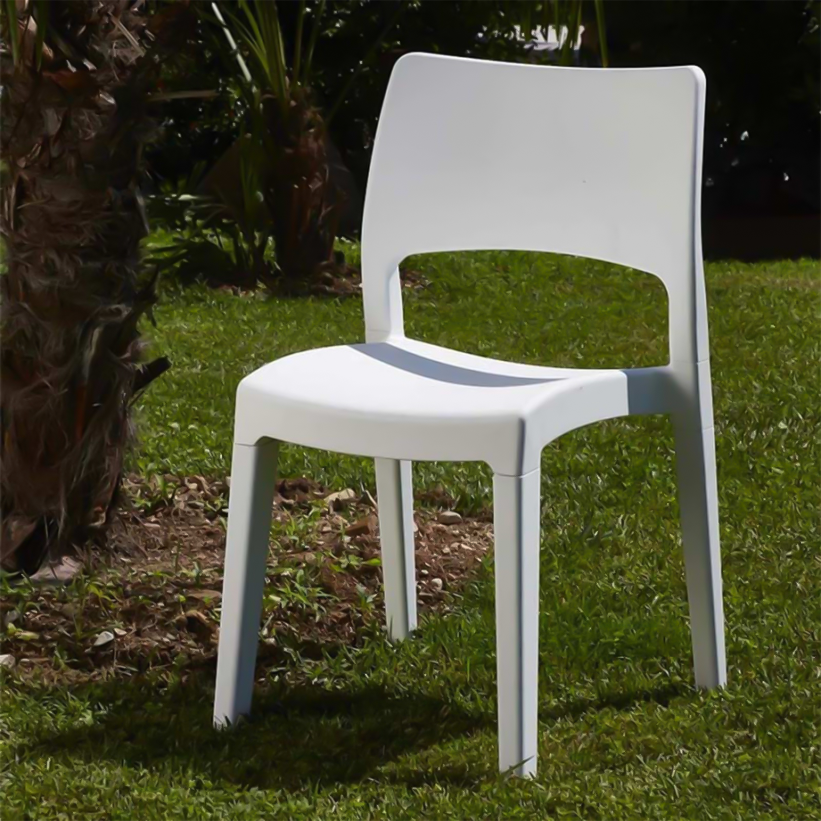 Sedia da pranzo bianca Klik Klak in resina rattan smontabile per giardino