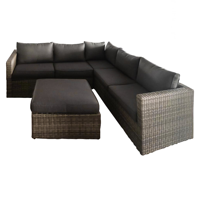 Salotto per esterno in polirattan Lounge completo di divano e tavolino per giardino e veranda