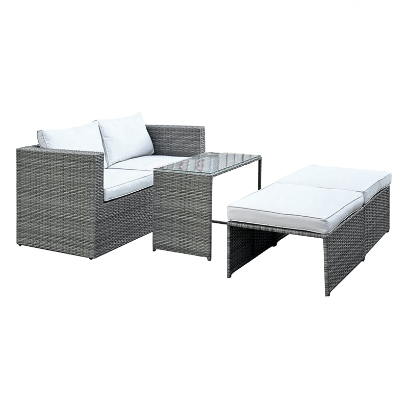 Salotto per esterno Combo in polirattan completo di divano poltrone e tavolo per giardino e veranda