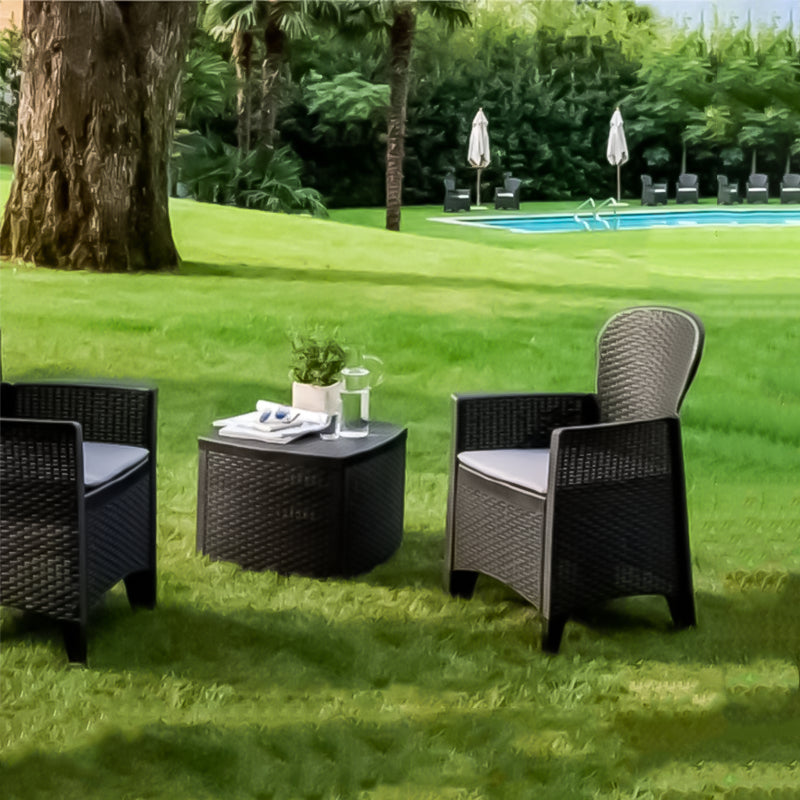 Salotto per esterno Tree in resina completo di poltrone e tavolino per giardino