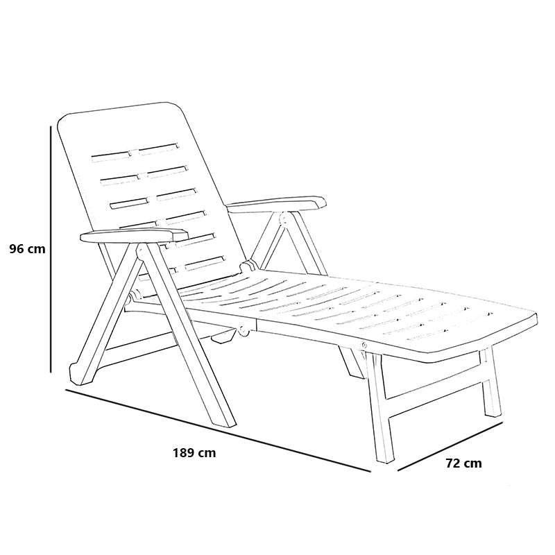 Lettino prendisole in resina con schienale reclinabile per piscina e giardino