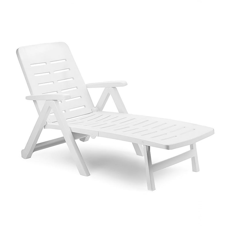 Lettino prendisole in resina con schienale reclinabile per piscina e giardino