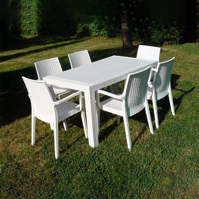 Tavolo da esterno in resina quadrato rettangolare per giardino e veranda