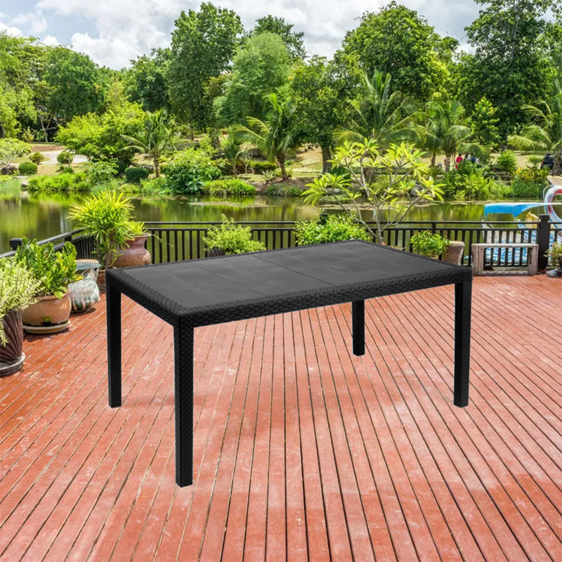Tavolo da esterno in resina quadrato rettangolare per giardino e veranda