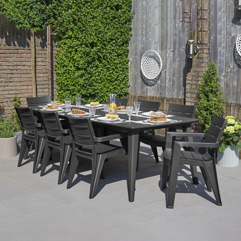 Tavolo da esterno Julie dogato in resina quadrato per giardino cm 147x90 h74