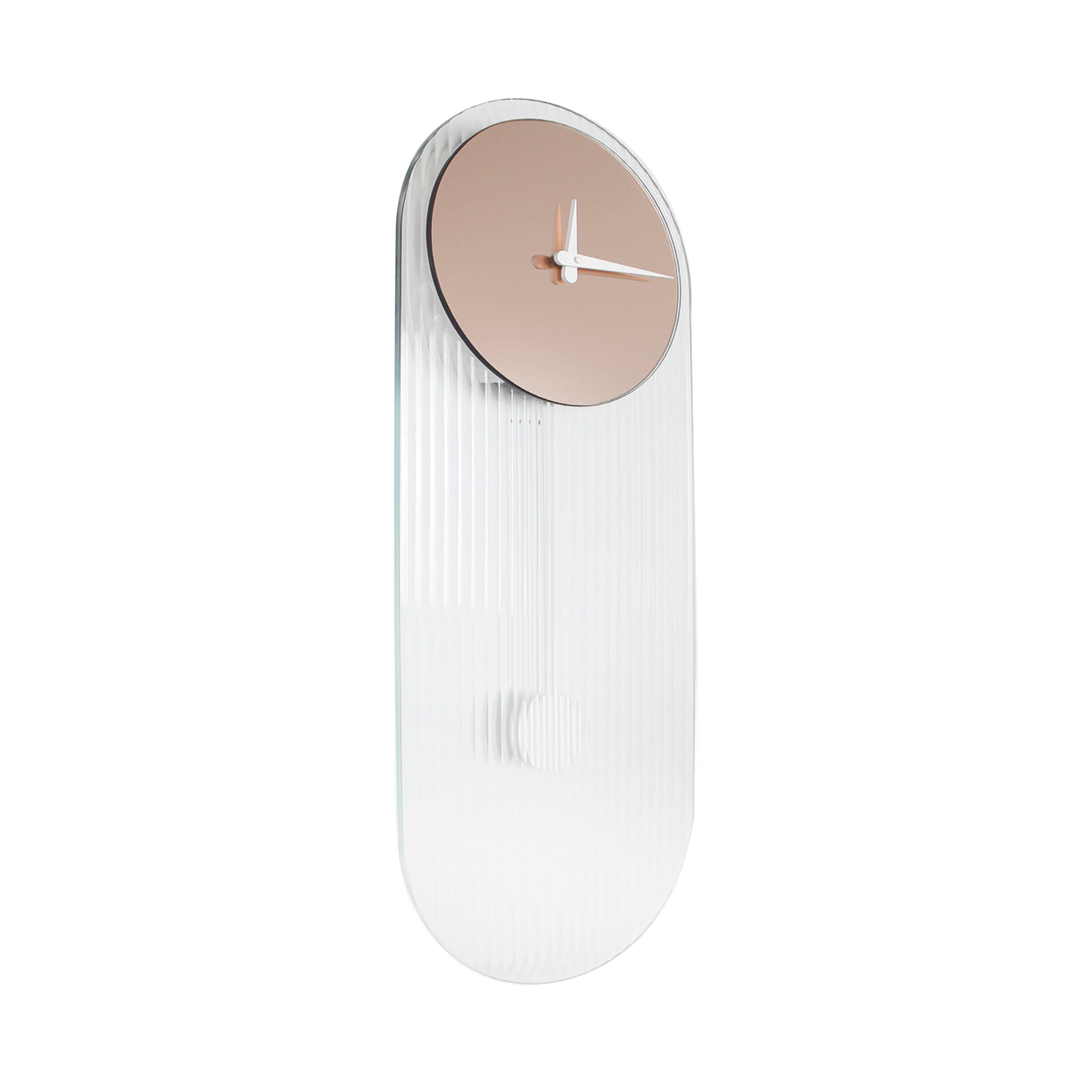 "London" designer pendulum clock with ribbed glass and rose mirror