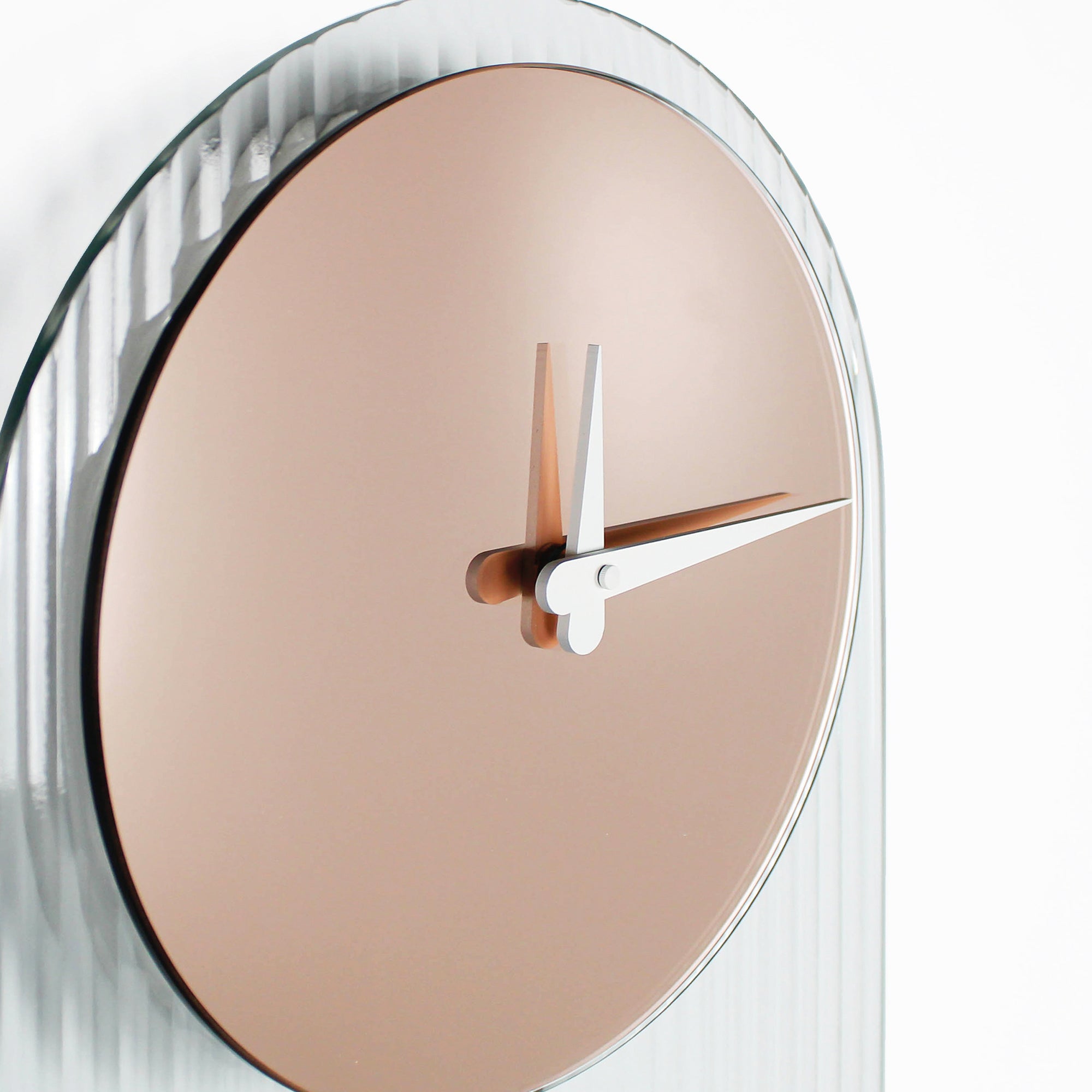 "London" designer pendulum clock with ribbed glass and rose mirror