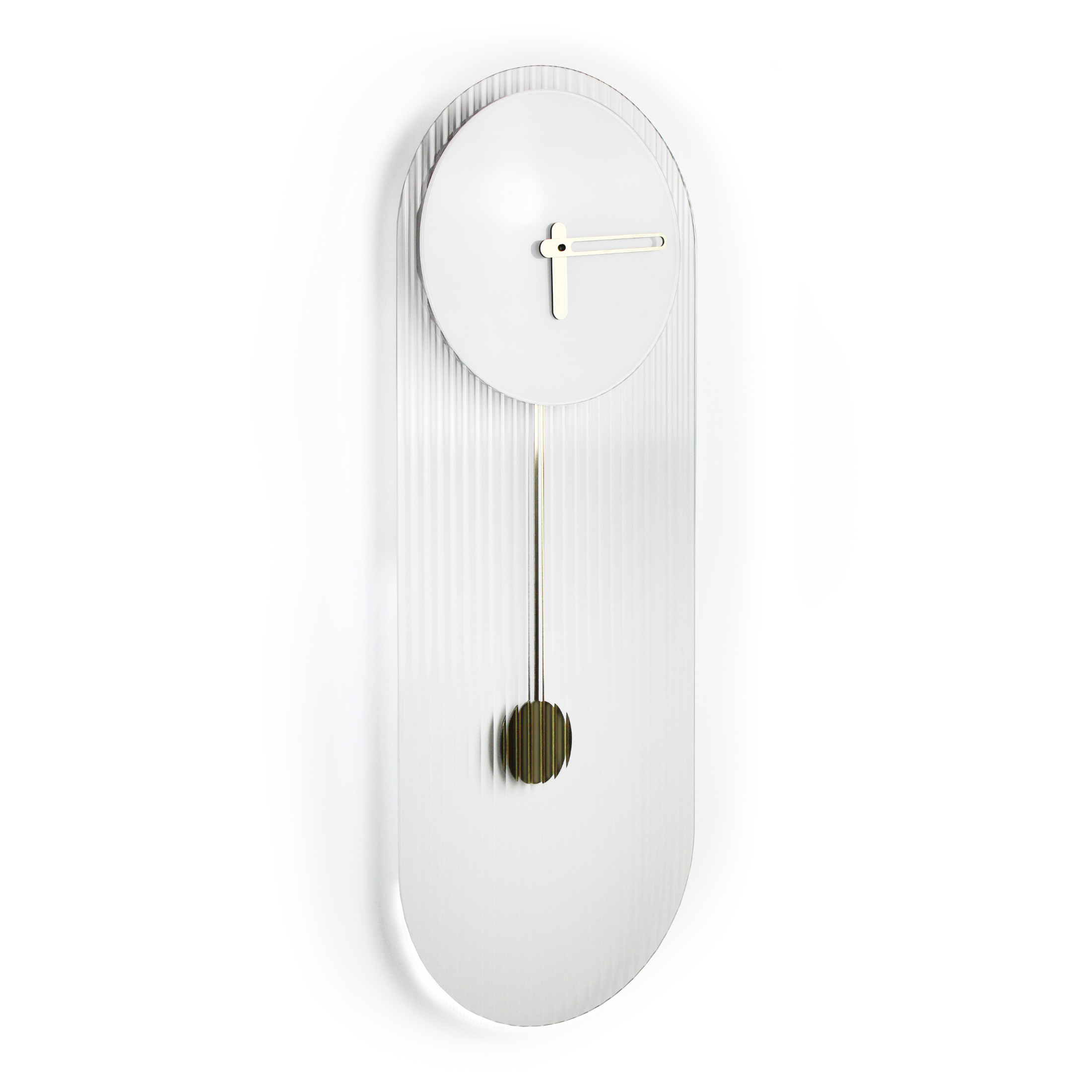 "Florence" designer pendulum clock in white glass