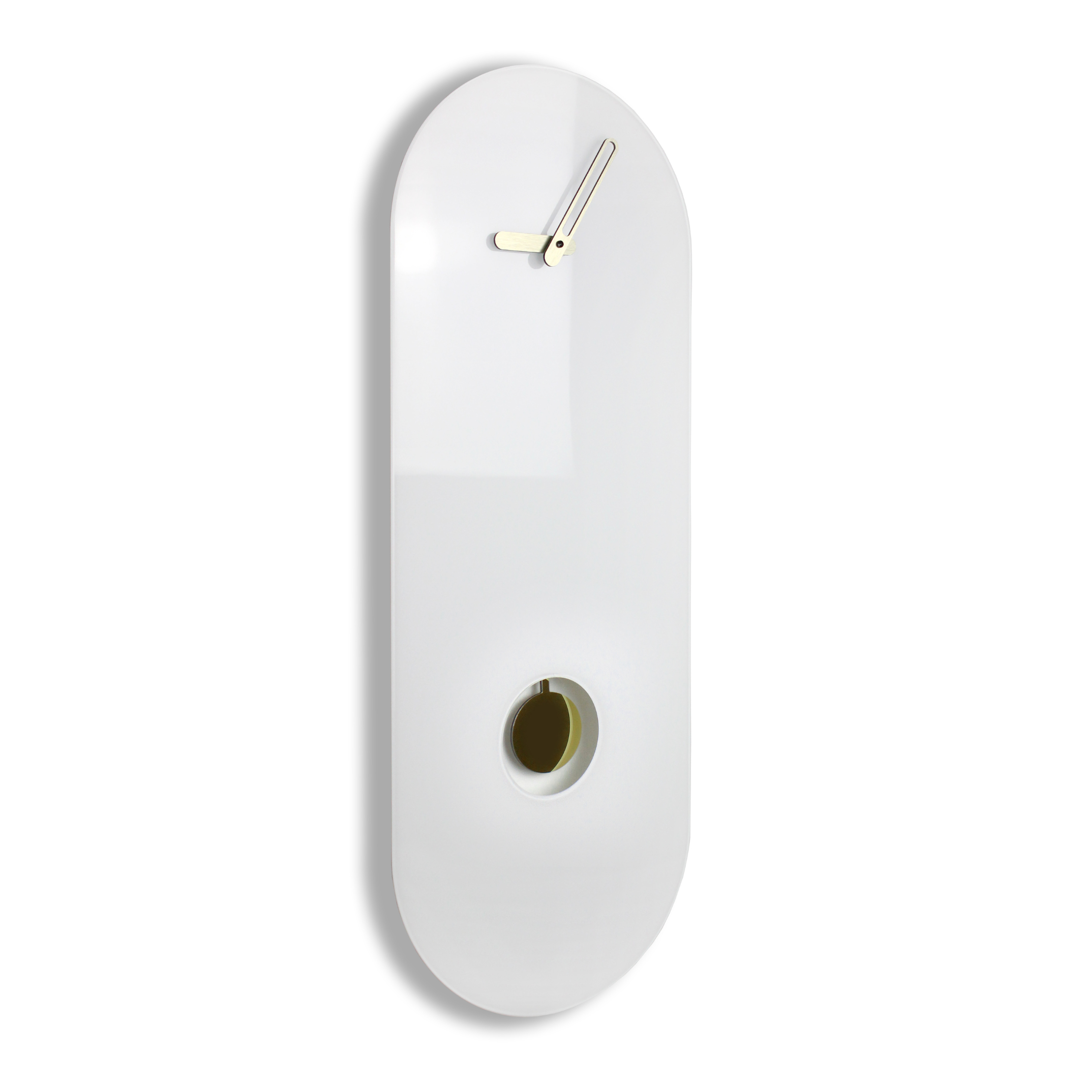 "Ostuni" designer pendulum clock in white glass