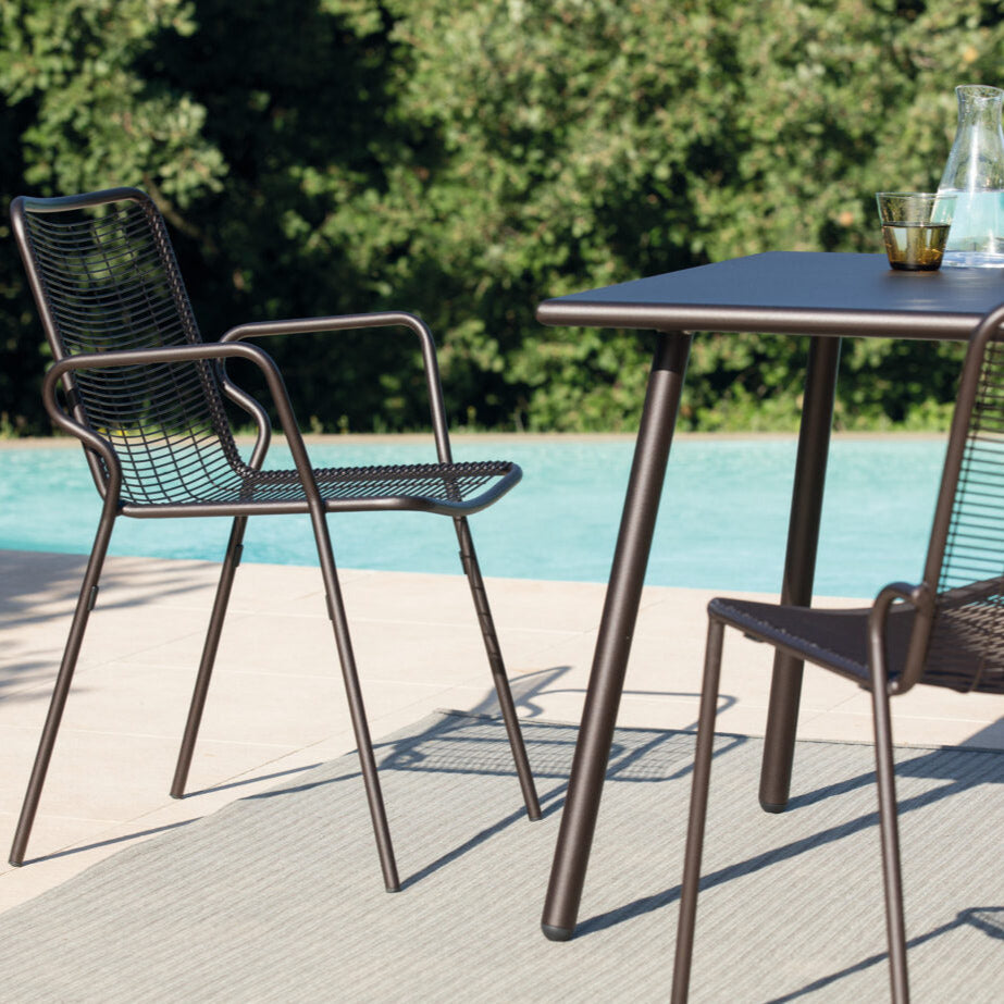 Set 4pz Poltrona in metallo Roma sedia impilabile da giardino Vermobil