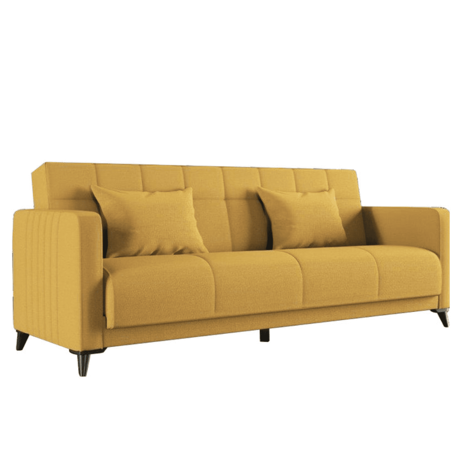 Divano letto 3 posti in tessuto Iris color Mostarda cm190x64x h90