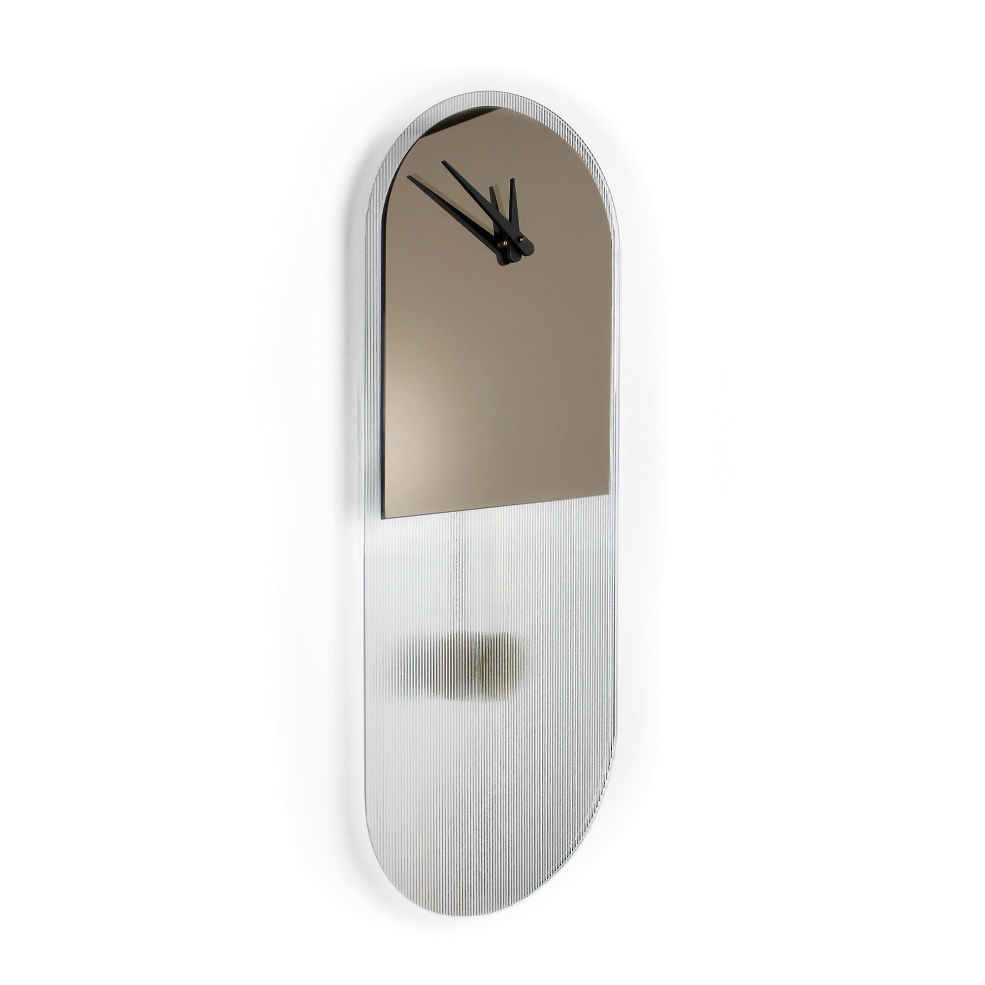 Modern "Verona" design pendulum clock in ribbed glass